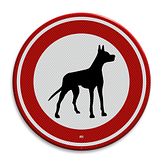 Aluminium DOR verkeersbord model 25 verboden voor honden - levensduur 20 jaar - afmeting 600 mm rond