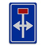 Aluminium DOR verkeersbord RVV L09-03 vooraanduiding rechtdoor doodlopende weg - levensduur 20 jaar - afmeting 400x600mm