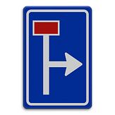Aluminium DOR verkeersbord RVV L09-02pr vooraanduiding rechtdoor doodlopende weg - levensduur 20 jaar - afmeting 400x600mm