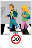 Aluminium DOR Buurtbord Ovidius 7.5 - Schoolzone 30 km per uur - levensduur 20 jaar - afmeting 400x600mm