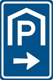Aluminium DOR verkeersbord RVV BW202r overdekte parkeergelegenheid rechtsaf - levensduur 20 jaar - afmeting 600x900mm