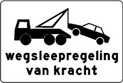 Aluminium DOR verkeersbord RVV OB304 wegsleepregeling van kracht - levensduur 20 jaar - afmeting 600x400mm