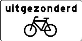 Aluminium DOR verkeersbord RVV OB52 uitgezonderd fietsers - levensduur 20 jaar - afmeting 800x400mm