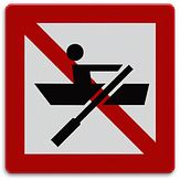 Aluminium DOR Scheepvaartbord A.16 verboden voor door spierkracht voortbewogen schepen - levensduur 20 jaar - afmeting 600x600mm