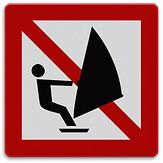 Aluminium DOR Scheepvaartbord A.17 verboden voor zeilplanken - levensduur 20 jaar - afmeting 600x600mm