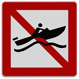 Aluminium DOR Scheepvaartbord A.18 verboden voor snelle motorboten - levensduur 20 jaar - afmeting 1000x1000mm