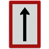 Aluminium DOR Scheepvaartbord B.1b verplicht te varen in de richting aangegeven door de pijl (rechtdoor) - levensduur 20 jaar - afmeting 1000x1500mm