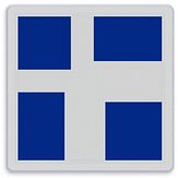 Aluminium DOR Scheepvaartbord E.9h aanduiding hoofd en nevenvaarwater(s) - levensduur 20 jaar - afmeting 1000x1000mm