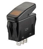 Tuimelschakelaar - water-/stofdicht - LED(Amber) - 12V
