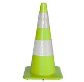 Verkeerskegel - limegroen - 75 cm - soepel pvc - 2 refl kl 2 banen 