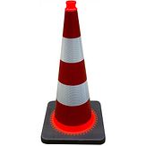 Verkeerskegel - oranje/zwarte vaste voet - R/W kl3 - 75 cm