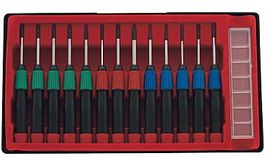 Precisie schroevendraaierset - kruis/plat/T-prof. - 14 dlg.