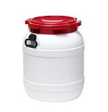 Vat - wit - rode schroefdeksel - handgrepen - 54 ltr