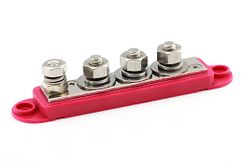 Contactstrip/distributieblok - 4-polig - rood - 1x M6/3x M8