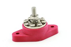 Contactstrip/distributieblok - 8-polig - rood - 8x M8