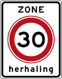 Verkeersbord RVV A0130zbh - 30 km zone (herhaling)
