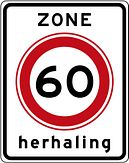 Aluminium DOR verkeersbord RVV A0160zb begin zone maximumsnelheid 60 km per uur - levensduur 10 jaar - afmeting 530x670mm
