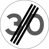 Re-sign verkeersbord RVV A0230 einde maximumsnelheid 30 km per uur - levensduur 20 jaar - afmeting 600 mm rond