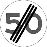 Verkeersbord RVV A0250 - Einde maximumsnelheid 50 km