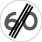 Verkeersbord RVV A0260 - Einde maximumsnelheid 60 km