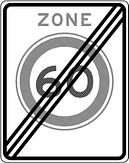 Verkeersbord RVV A0260ze - Einde 60 km zone