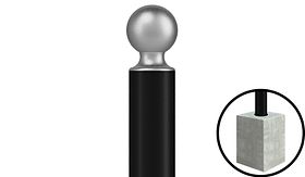 X-Last® BOULE - RAL 9005/zilver - 800x100 Ø - met betonfundatie