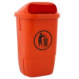 Buitenafvalbak - kunststof - oranje - 50 liter