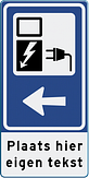 Routebord (BW) met pictogram, pijl, tekst en kleur naar keuze
