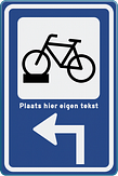 Routebord (BW) met pictogram, pijl, tekst en kleur naar keuze