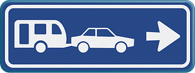 Verwijsbord met pictogram, pijl en kleur naar keuze