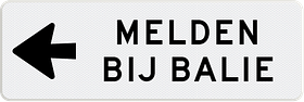 Verwijsbord met pictogram, eigen tekst en kleur naar keuze