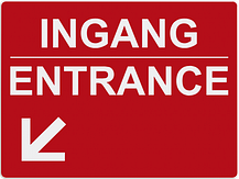 Verwijsbord ingang/entrance met pijlverwijzing