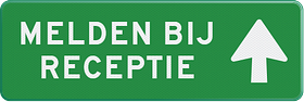 Verwijsbord met pictogram, eigen tekst en kleur naar keuze