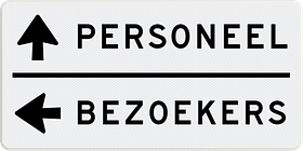 Verwijsbord met pictogram, eigen tekst en kleur naar keuze