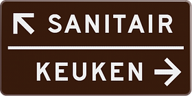 Verwijsbord met pictogram, tekst en kleur naar keuze