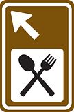 Aluminium DOR verkeersbord RVV BW101lbSr02 routebord restaurant links aanhouden - levensduur 20 jaar - afmeting 400x600mm