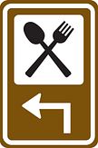 Aluminium DOR verkeersbord RVV BW101lhSr02 routebord restaurant links om de hoek - levensduur 20 jaar - afmeting 400x600mm