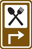 Aluminium DOR verkeersbord RVV BW101rhSr02 routebord restaurant rechts om de hoek - levensduur 20 jaar - afmeting 600x900mm