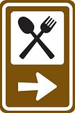 Aluminium DOR verkeersbord RVV BW101rSr02 routebord restaurant rechtsaf - levensduur 20 jaar - afmeting 400x600mm