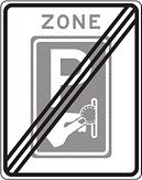 Aluminium DOR verkeersbord RVV BW111ze einde zone betaald parkeren - levensduur 20 jaar - afmeting 530x670mm