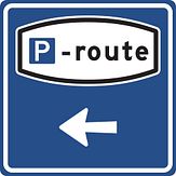 Aluminium DOR verkeersbord RVV BW204l parkeerroute linksaf - levensduur 20 jaar - afmeting 600x600mm