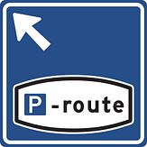 Aluminium DOR verkeersbord RVV BW204lb parkeerroute rechtdoor links aanhouden - levensduur 20 jaar - afmeting 600x600mm