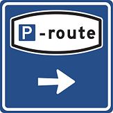 Aluminium DOR verkeersbord RVV BW204r parkeerroute rechtsaf - levensduur 20 jaar - afmeting 600x600mm