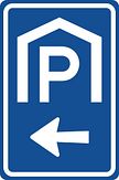 Aluminium DOR verkeersbord RVV BW202l overdekte parkeergelegenheid linksaf - levensduur 20 jaar - afmeting 400x600mm