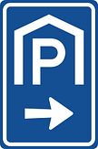 Verkeersbord RVV model BW202r - Verwijzing overdekte parkeerplaats