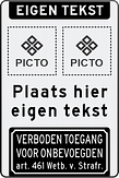 Verkeersbord met eigen tekst en pictogrammen