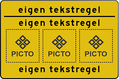 Verkeersbord met eigen tekst en pictogrammen