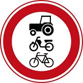 Aluminium DOR verkeersbord RVV C09 gesloten voor ruiters vee wagens motorvoertuigen die niet sneller kunnen of mogen rijden dan 25 km per uur en brommobielen alsmede fietsen bromfietsen en gehandicaptenvoeruigen - levensduur 10 jaar - afmeting 600mm rond