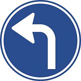 Aluminium DOR verkeersbord RVV D05l verplichte rijrichting linksaf - levensduur 10 jaar - afmeting 400mm rond