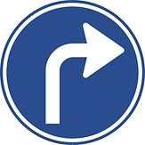 Aluminium DOR verkeersbord RVV D05r verplichte rijrichting rechtsaf - levensduur 10 jaar - afmeting 400mm rond